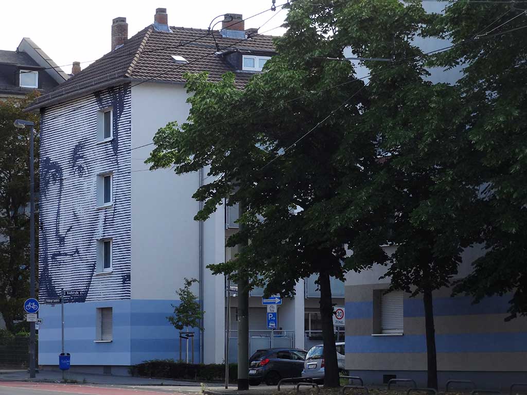 Übergroßes Gesicht von Carl-Friedrich Gauß in schwarz und weiß